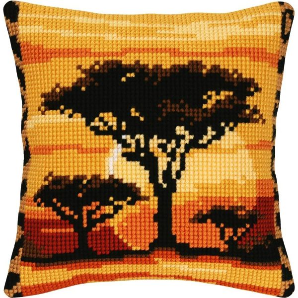 African Sunset Needlepoint Cushion  |   Needlework Craft Needlework