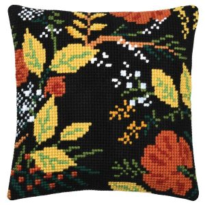 Autumn Leaves Needlepoint Cushion  |   Needlework Craft Needlework