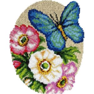 Butterfly & Flowers Latch Hook Kit  |   Needlework Craft Needlework