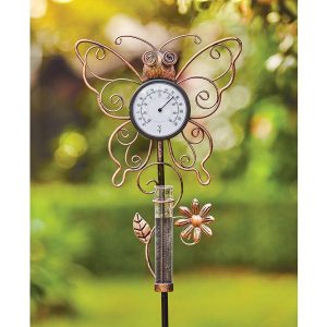 Butterfly Rain Gauge And Thermometer  |   Garden Features & Lighting Garden Features & Lighting Garden Features & Lighting