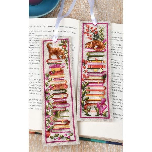 Cats & Books Bookmarks Counted Cross Stitch Kit  |   Needlework Craft Needlework