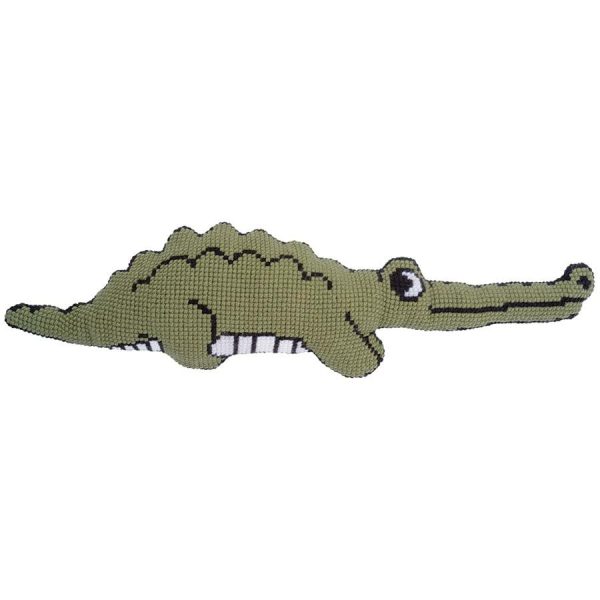 Crocodile Needlepoint Shaped Cushion  |   Needlework Craft Needlework