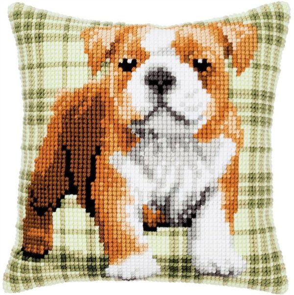 English Bulldog Needlepoint Cushion  |   Needlework Craft Needlework