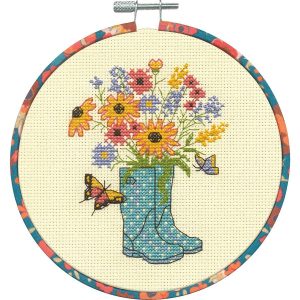 Floral Boots Counted Cross Stitch Kit  |   Needlework Craft Needlework