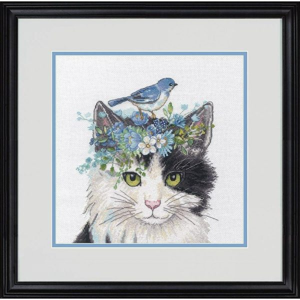 Floral Crown Cat Counted Cross Stitch Kit  |   Needlework Craft Needlework