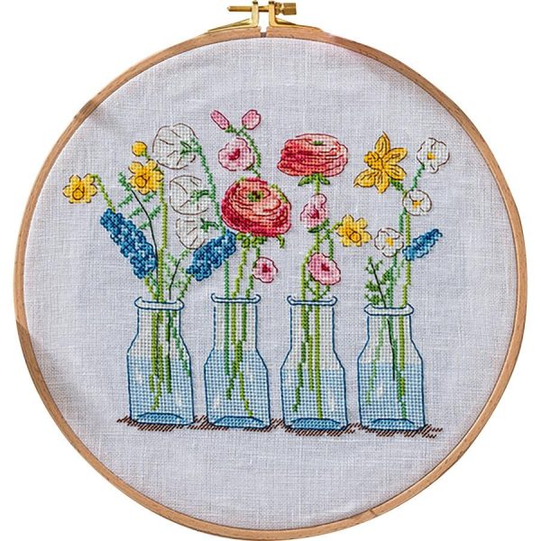 Flower Vases Counted Cross Stitch Kit  |   Needlework Craft Needlework