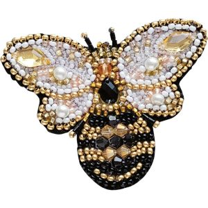 Golden Bee Bead Embroidery Brooches  |   Needlework Craft Needlework