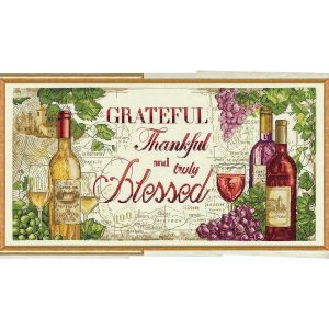 Grateful Wine Counted Cross Stitch Kit  |   Needlework Craft Needlework