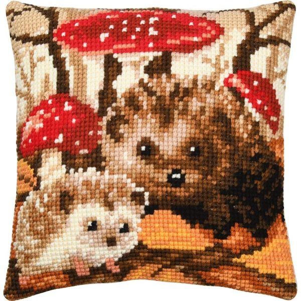 Hedgehogs Needlepoint Cushion  |   Needlework Craft Needlework