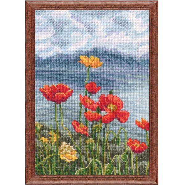 Lakeside Poppies Counted Cross Stitch Kit  |   Needlework Craft Needlework