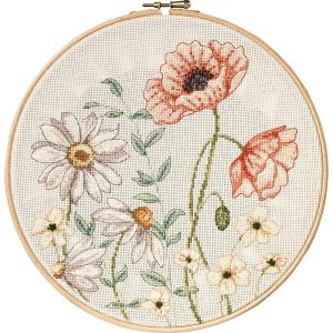 Linen Meadow Floral Counted Cross Stitch Kit  |   Needlework Craft Needlework