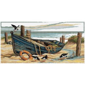 Old Wooden Boat Counted Cross Stitch Chart  |   Needlework Craft Needlework