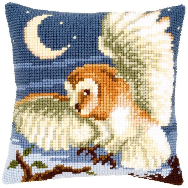 Owl In Moonlight Needlepoint Cushion  |   Needlework Craft Needlework