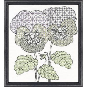 Pansy Blackwork Kit  |   Needlework Craft Needlework