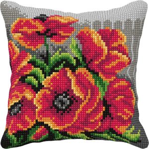 Poppies Needlepoint Cushion  |   Needlework Craft Needlework