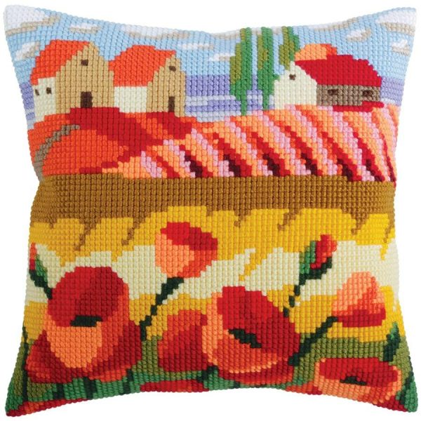 Poppy Field Needlepoint Cushion  |   Needlework Craft Needlework