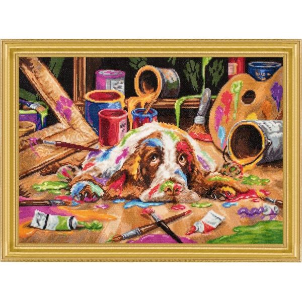 Puppy Picasso Counted Cross Stitch  |   Needlework Craft Needlework