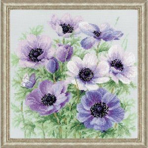 Purple Anemones Counted Cross Stitch  |   Needlework Craft Needlework