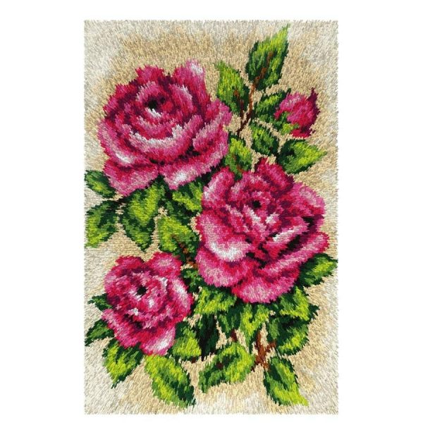 Roses Latch Hook Rug  |   Needlework Craft Needlework