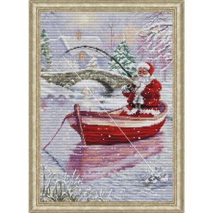 Santa Fishing Counted Cross Stitch Kit  |   Needlework Craft Needlework