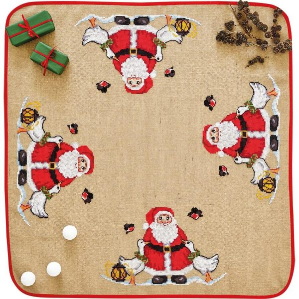 Santa & Geese Tree Skirt Counted Cross Stitch Kit  |   Needlework Craft Needlework