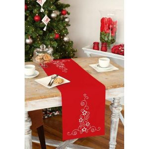 Stars & Swirls Christmas Runnner Stamped Embroidery  |   Christmas Christmas Christmas