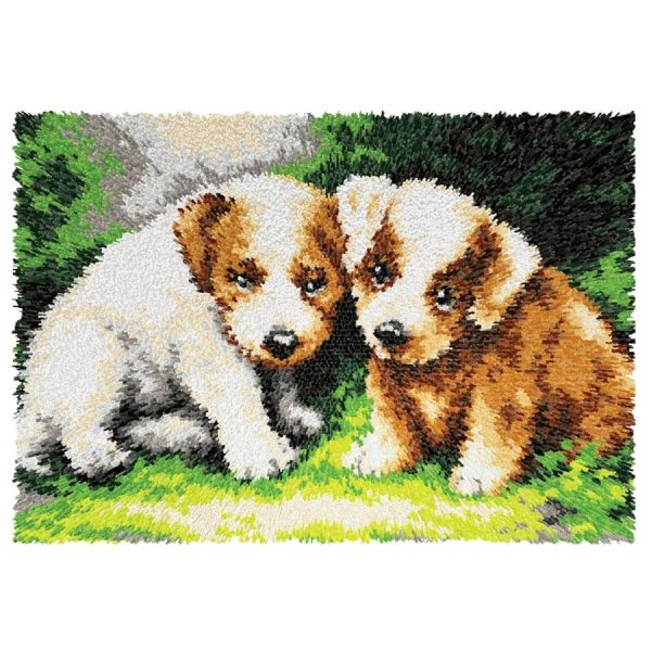 Two Puppies Latch Hook Kit  |   Needlework Craft Needlework