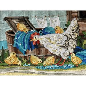 Washtub Chicks Long Stitch  |   Needlework Craft Needlework