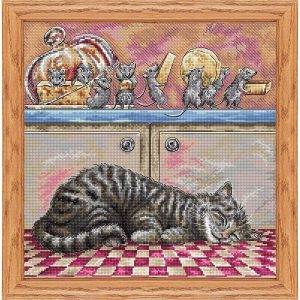 When The Cat Sleeps Counted Cross Stitch Kit  |   Needlework Craft Needlework