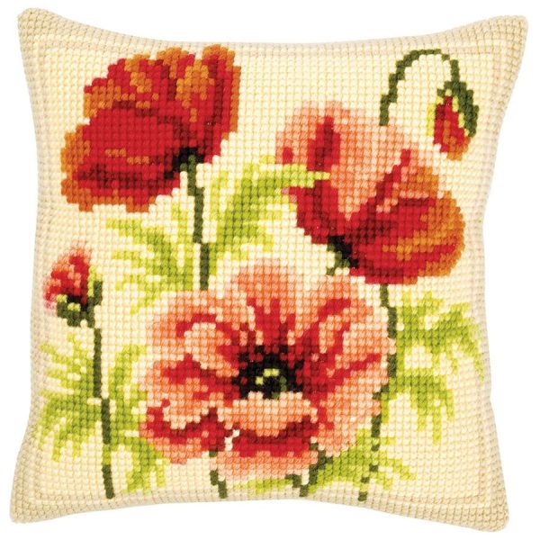 Wild Poppies Needlepoint Cushion  |   Needlework Craft Needlework