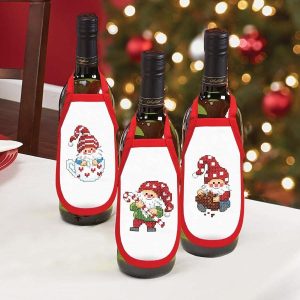 Christmas Bottle Aprons Stamped Cross Stitch  |   Needlework Craft Needlework