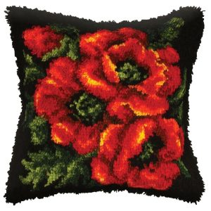 Poppies Latch Hook Cushion Kit  |   Needlework Craft Needlework