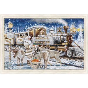 Santa’s Express White Counted Cross Stitch Kit  |   Needlework Craft Needlework