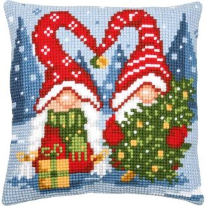 Christmas Gnomes Needlepoint Cushion  |   Christmas Christmas Christmas