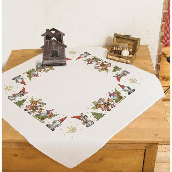 Christmas Table Topper Stamped Cross Stitch Kit  |   Needlework Craft Needlework